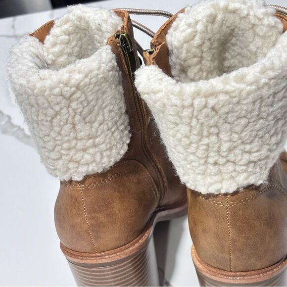 Nine West | Penni Women’s Brown Sherpa Lined Faux Leather Ankle Boots - Size 8.5 - Picture 7 of 15